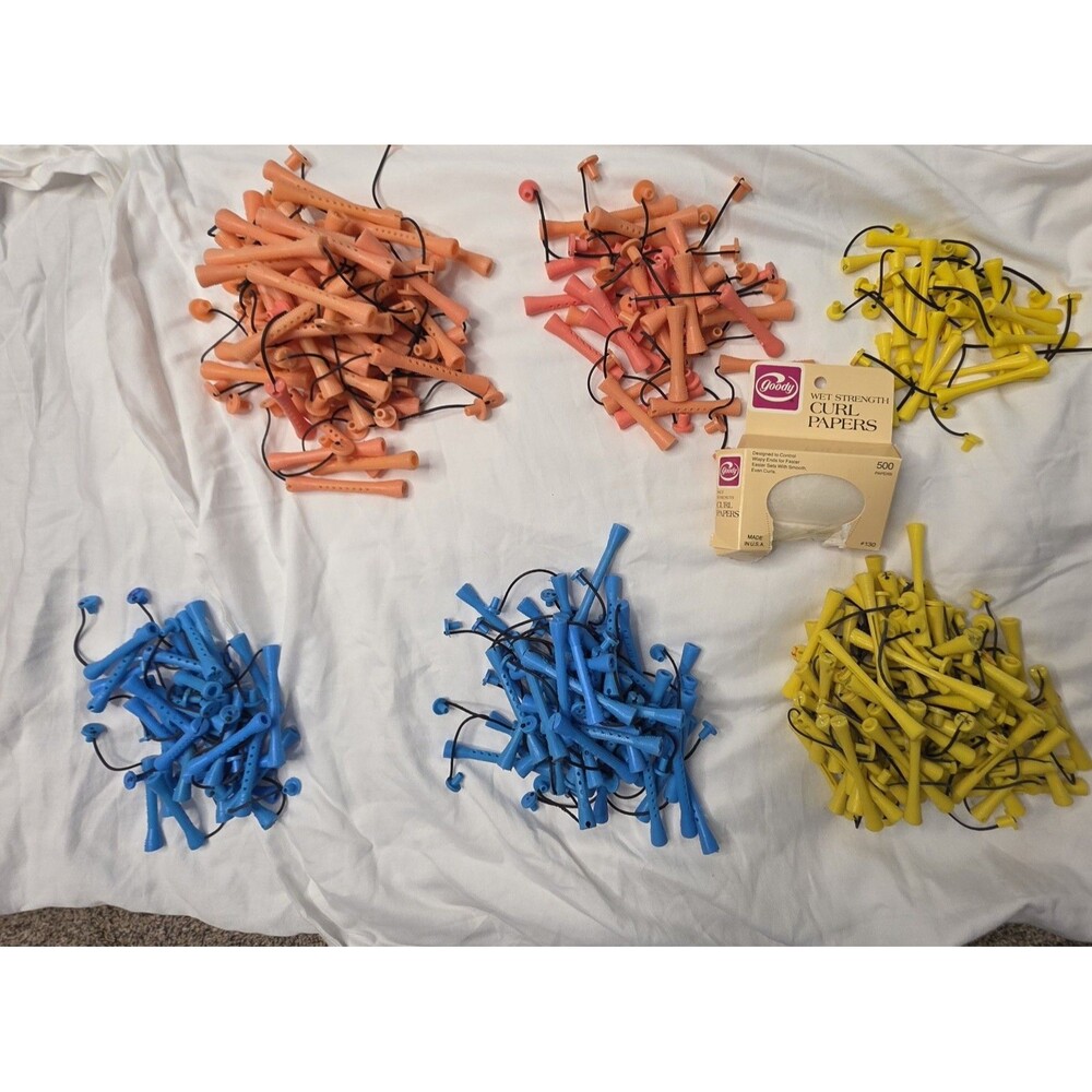 Vintage Swing Arm Perm Rod Curlers Lot Of Over 200 Various Sizes Curl Papers